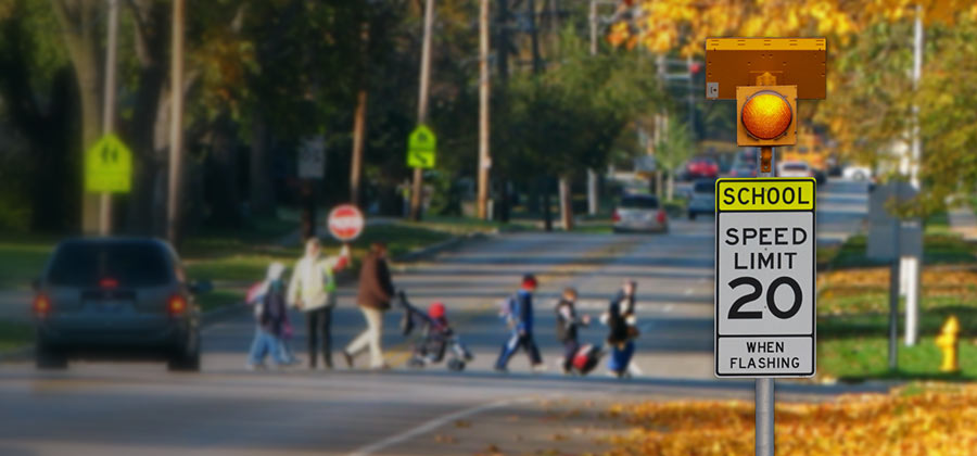 Web connected flashing school beacon system technology